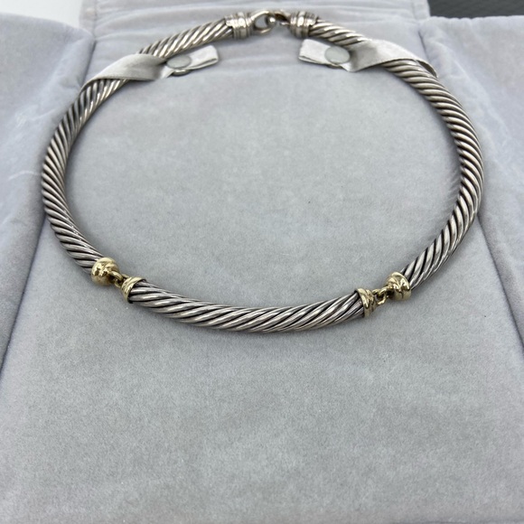 David Yurman Two tone Metro Collar Cable Necklace Sterling‎ Silver & gold - Picture 3 of 10